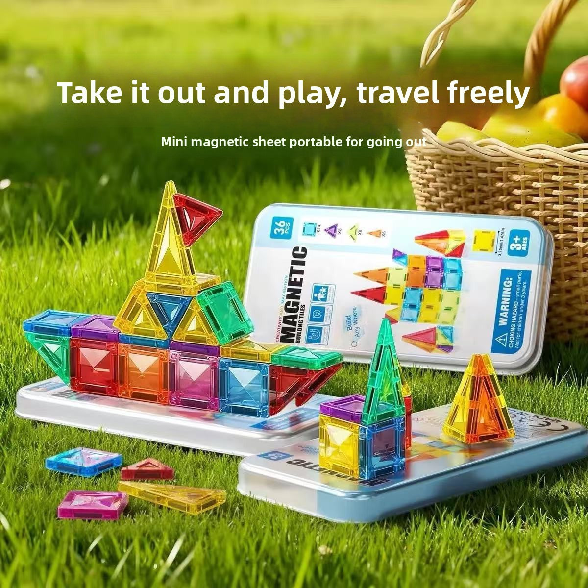 Childrens Magnetic Tiles Educational Building Blocks