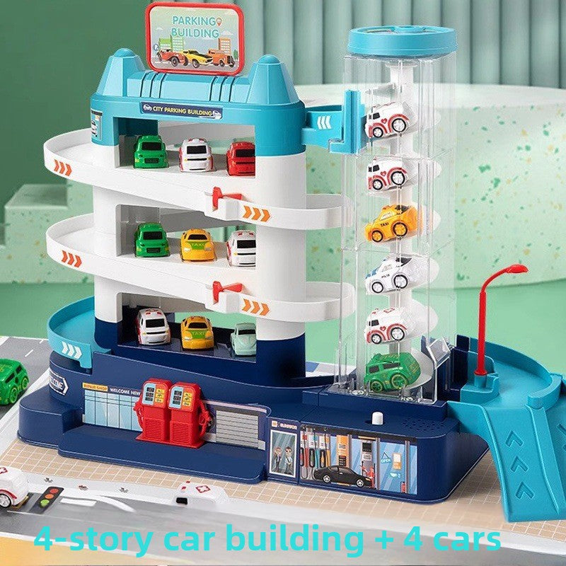 Childrens Parking Garage Toy Set with Cars