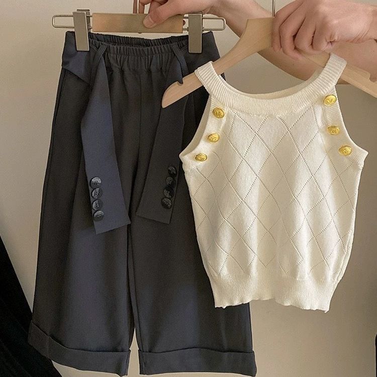 Childrens Rhombus Pattern Knit Set