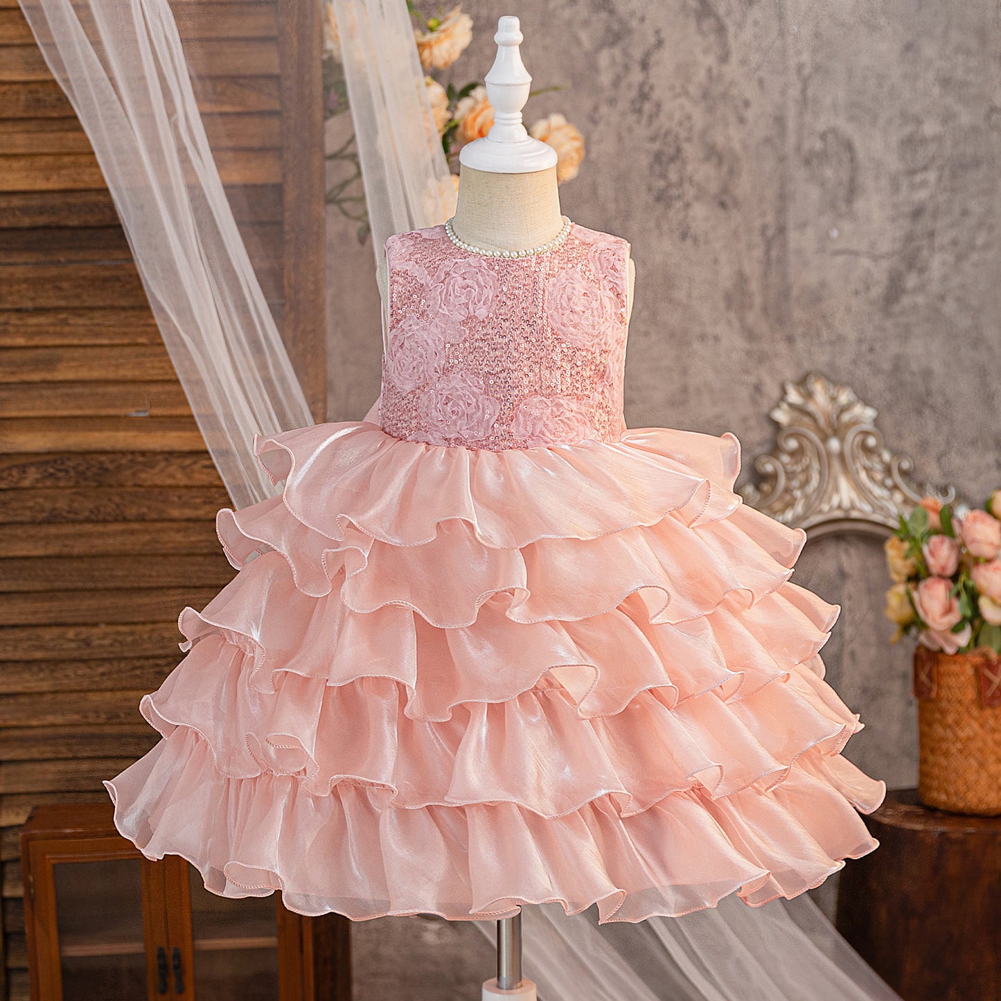 Childrens Sequined Butterfly Party Dress