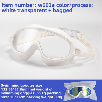 Childrens Swimming Goggles with Nose Mask Anti-Fog Waterproof High Definition Large Frame