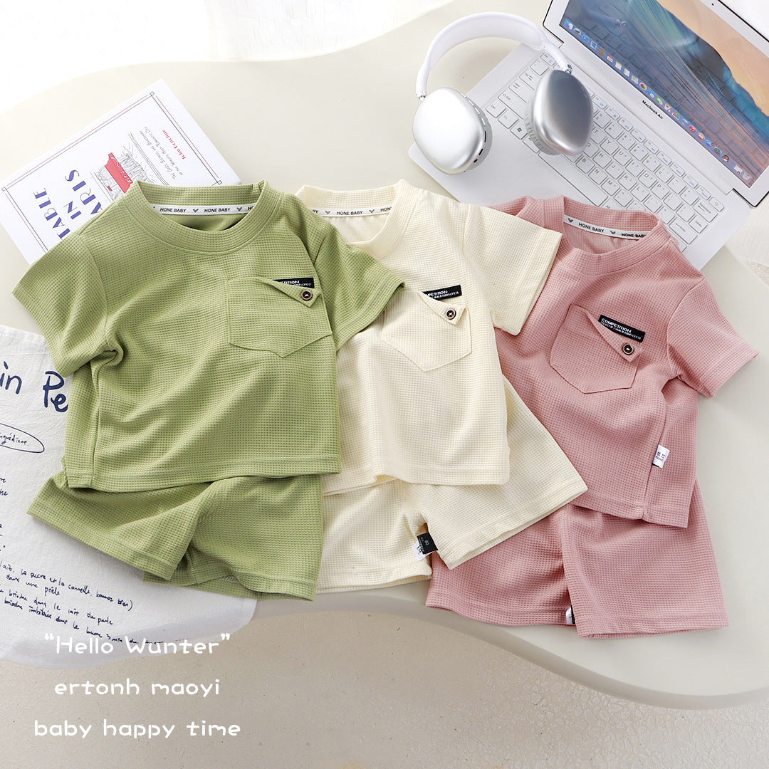 Childrens Waffle Short Sleeve Two Piece