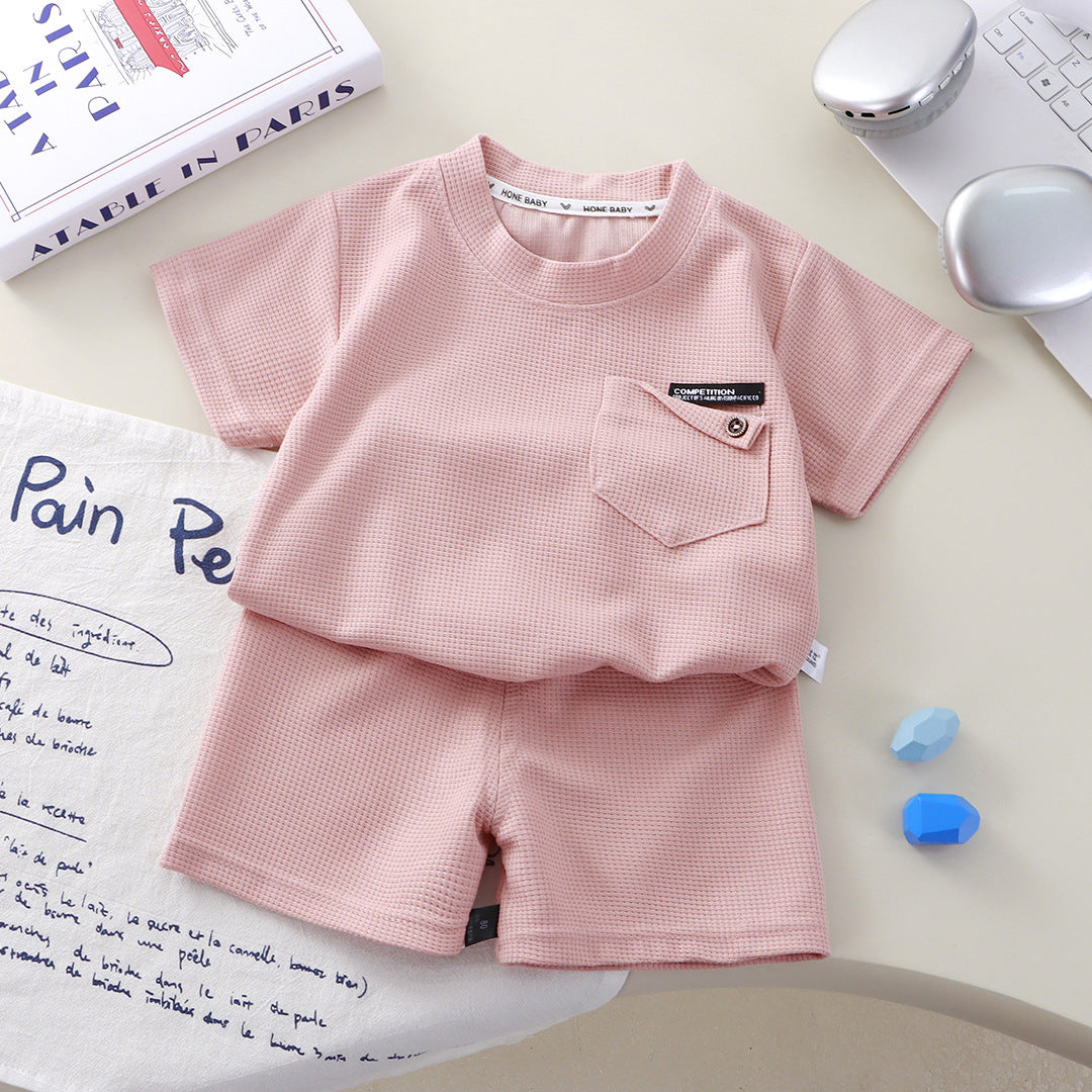 Childrens Waffle Short Sleeve Two Piece