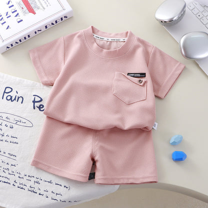 Childrens Waffle Short Sleeve Two Piece