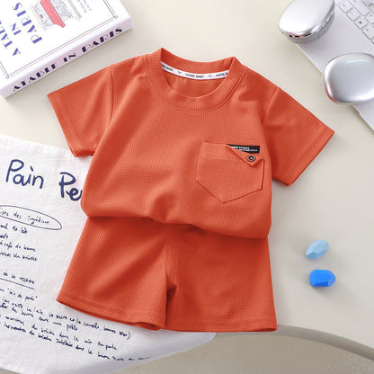 Childrens Waffle Short Sleeve Two Piece