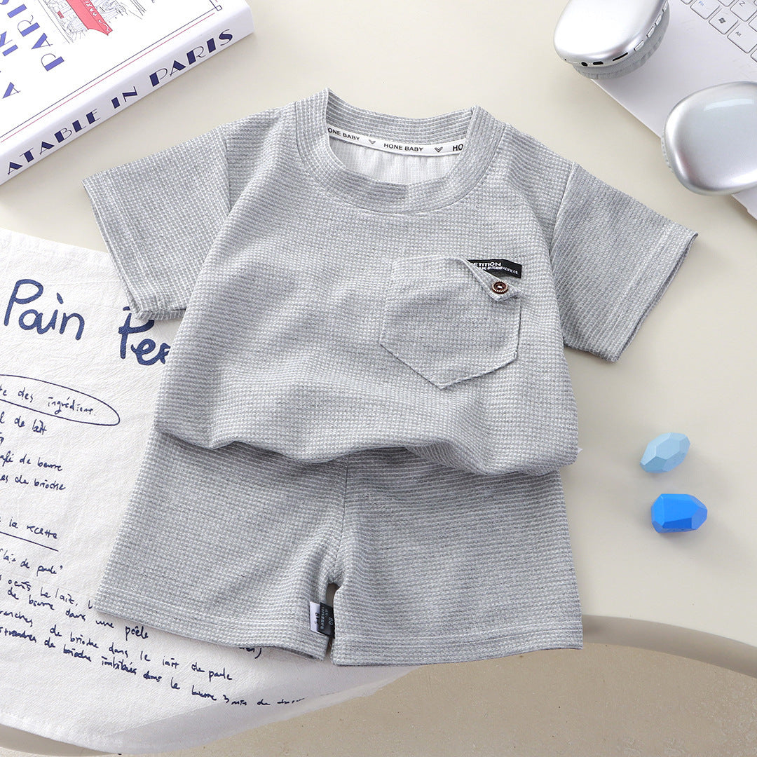 Childrens Waffle Short Sleeve Two Piece