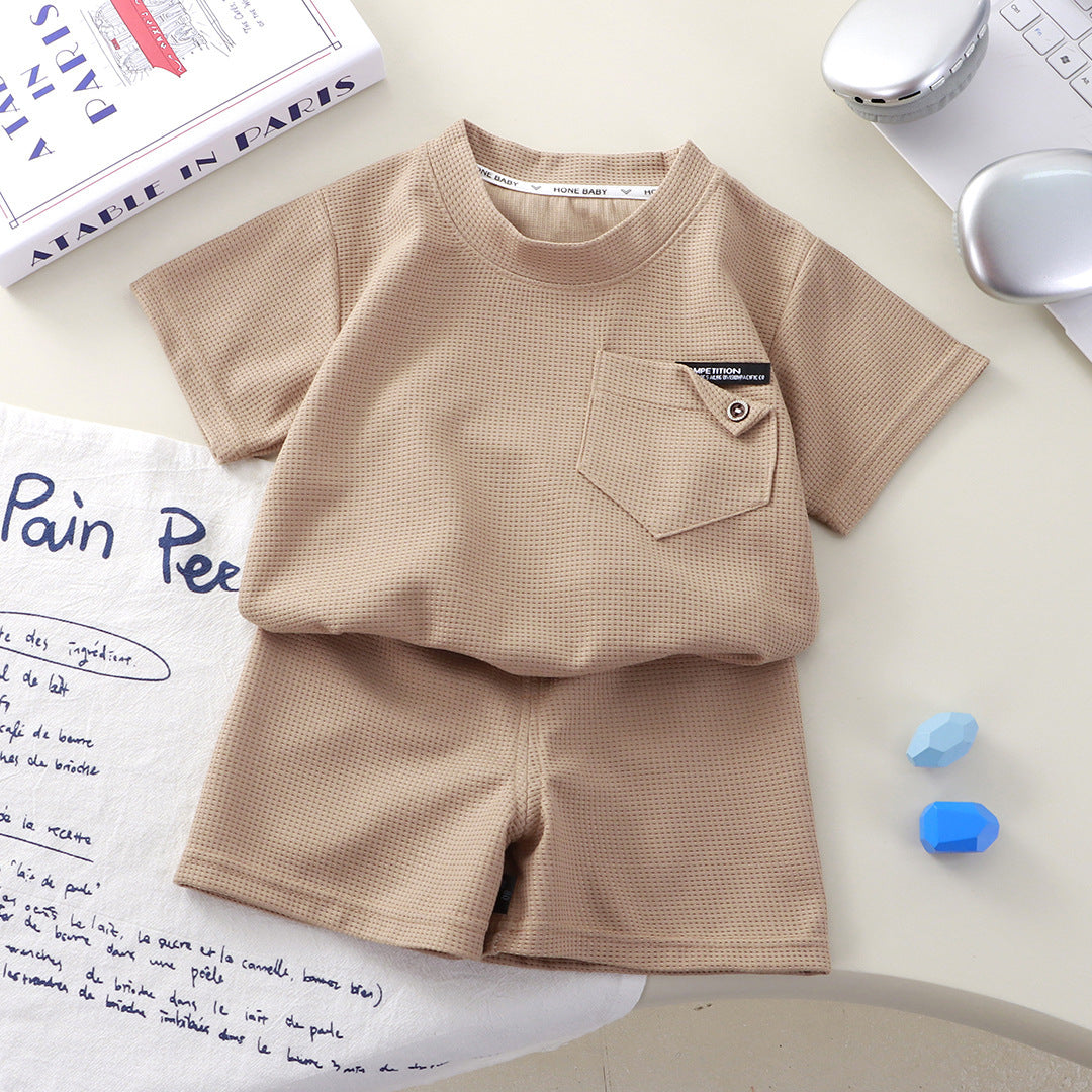 Childrens Waffle Short Sleeve Two Piece