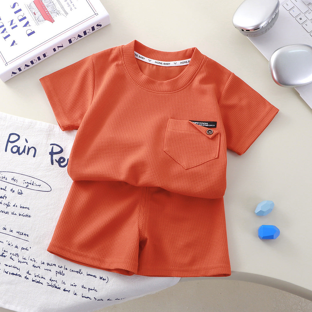 Childrens Waffle Short Sleeve Two Piece