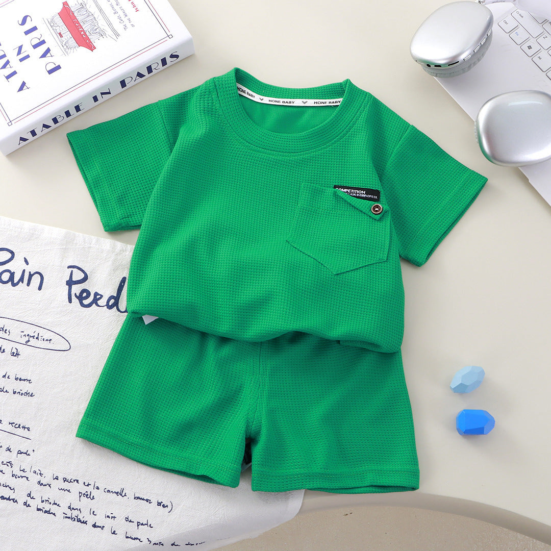 Childrens Waffle Short Sleeve Two Piece