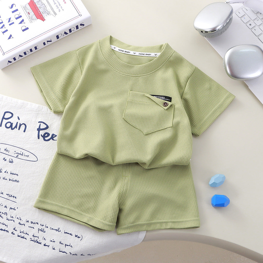 Childrens Waffle Short Sleeve Two Piece