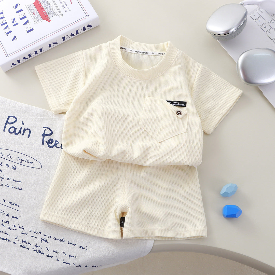 Childrens Waffle Short Sleeve Two Piece