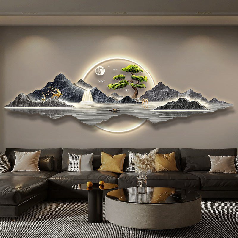 Chinese Landscape Wall Art Painting with Lighting