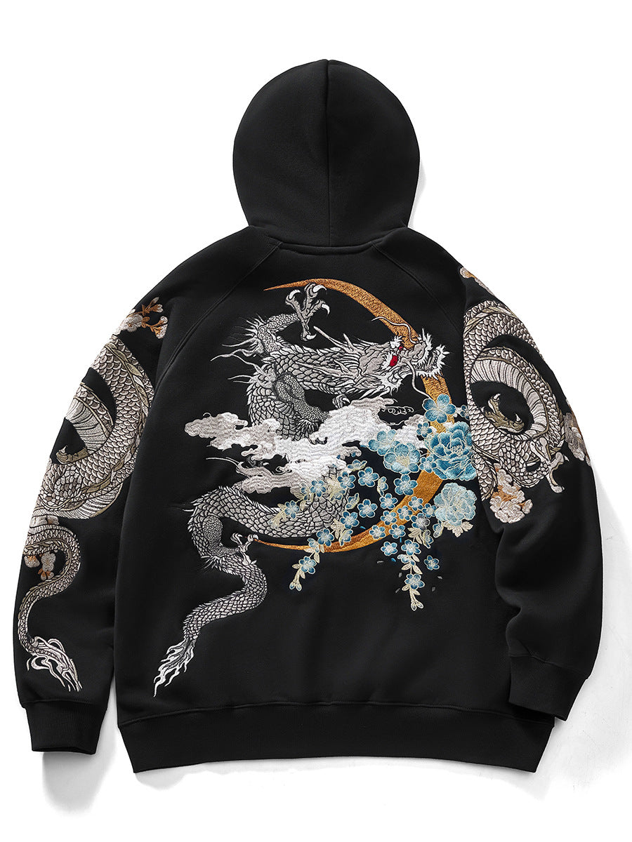 Chinese-style embroidered hoodie