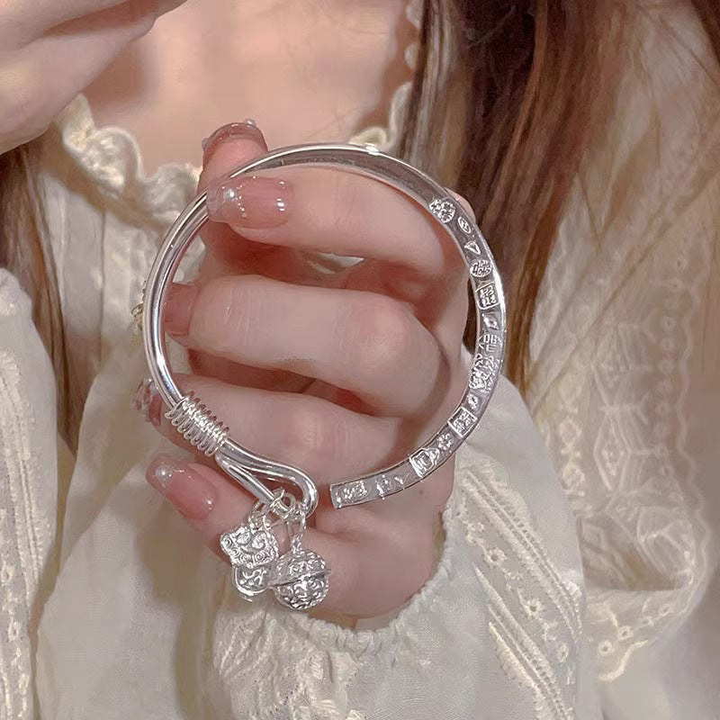 Chinese-Style Palace Bell Bracelet with Electroplated Finish