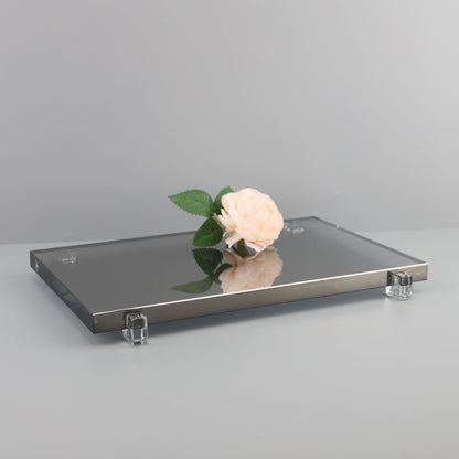 Chinese Style Smoke Grey Crystal Decorative Tray