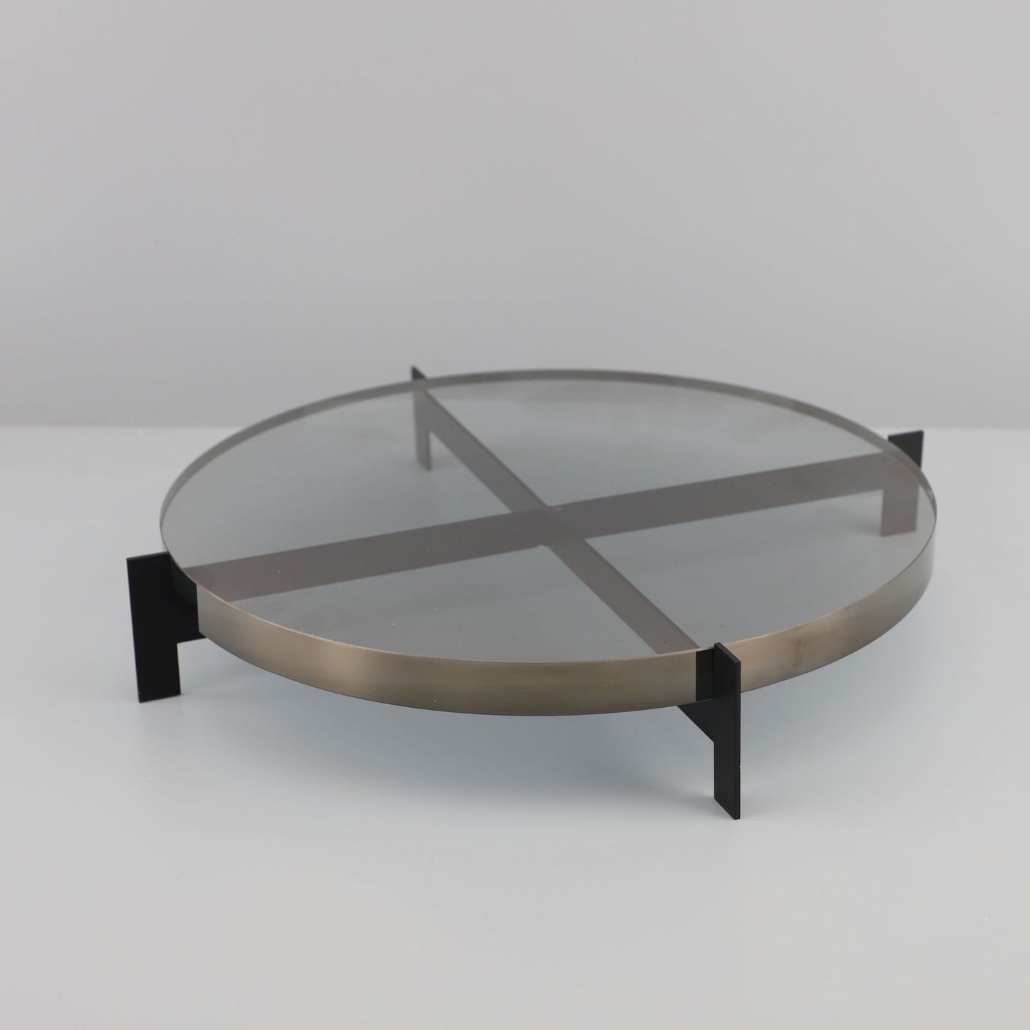 Chinese Style Smoke Grey Crystal Decorative Tray