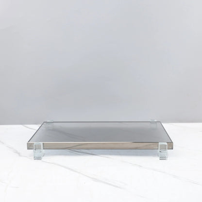 Chinese Style Smoke Grey Crystal Decorative Tray