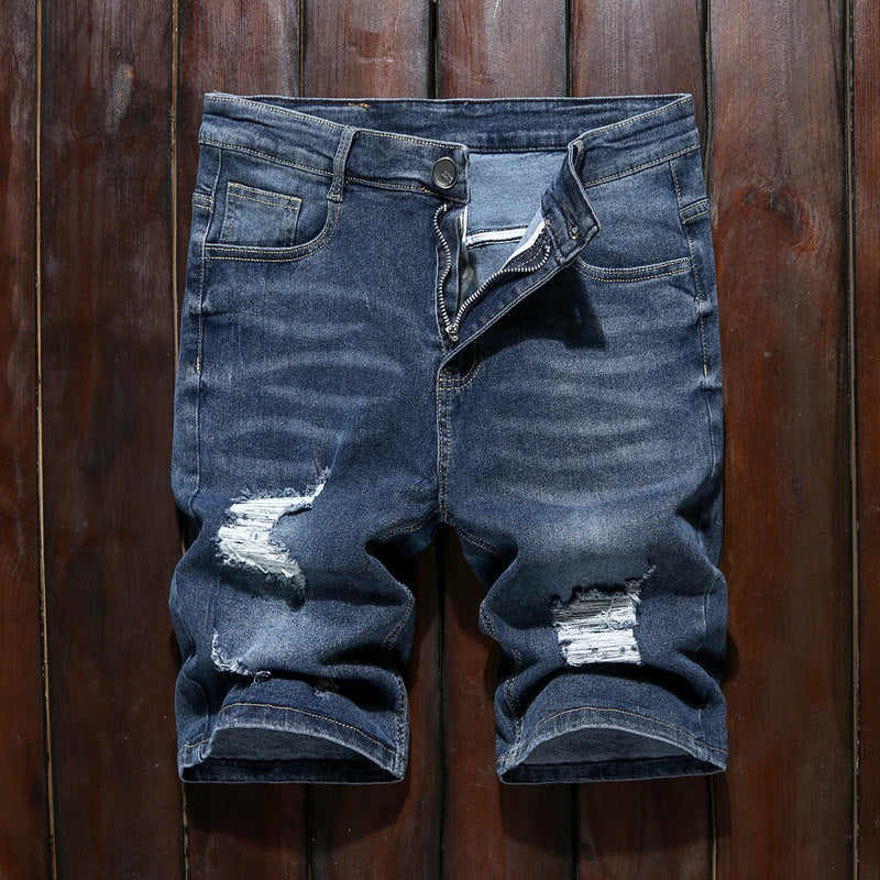 Chinese Style Tiger Embroidery Denim Shorts for Men