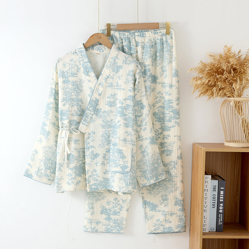 Chinoiserie Cotton Gauze Women Pajama Set