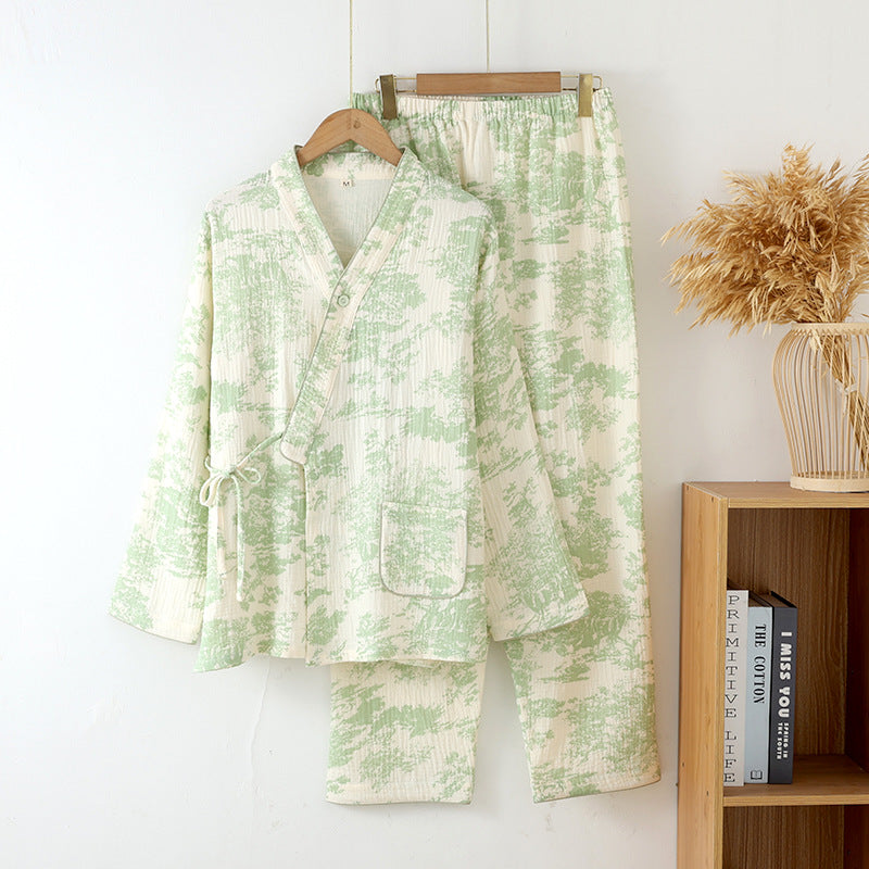 Chinoiserie Cotton Gauze Women Pajama Set