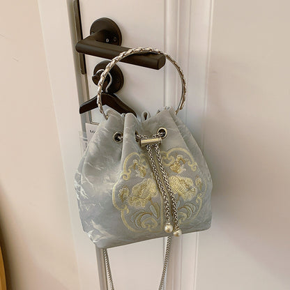 Chinoiserie Embroidered Bucket Bag