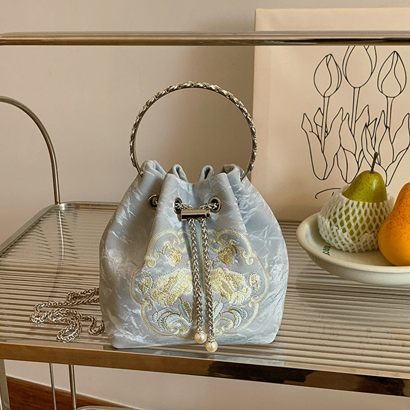 Chinoiserie Embroidered Bucket Bag