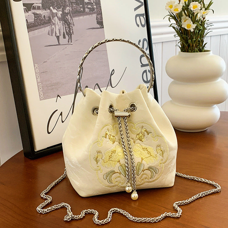Chinoiserie Embroidered Bucket Bag