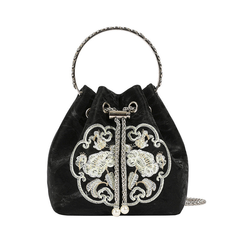 Chinoiserie Embroidered Bucket Bag