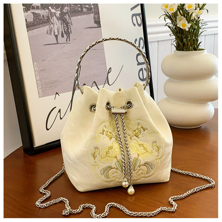 Chinoiserie Embroidered Bucket Bag