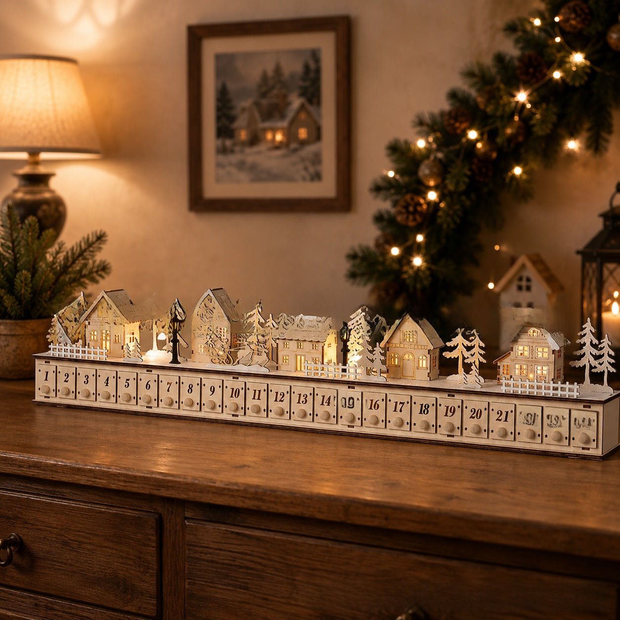 Christmas Advent Calendar Wooden Countdown Gift Box