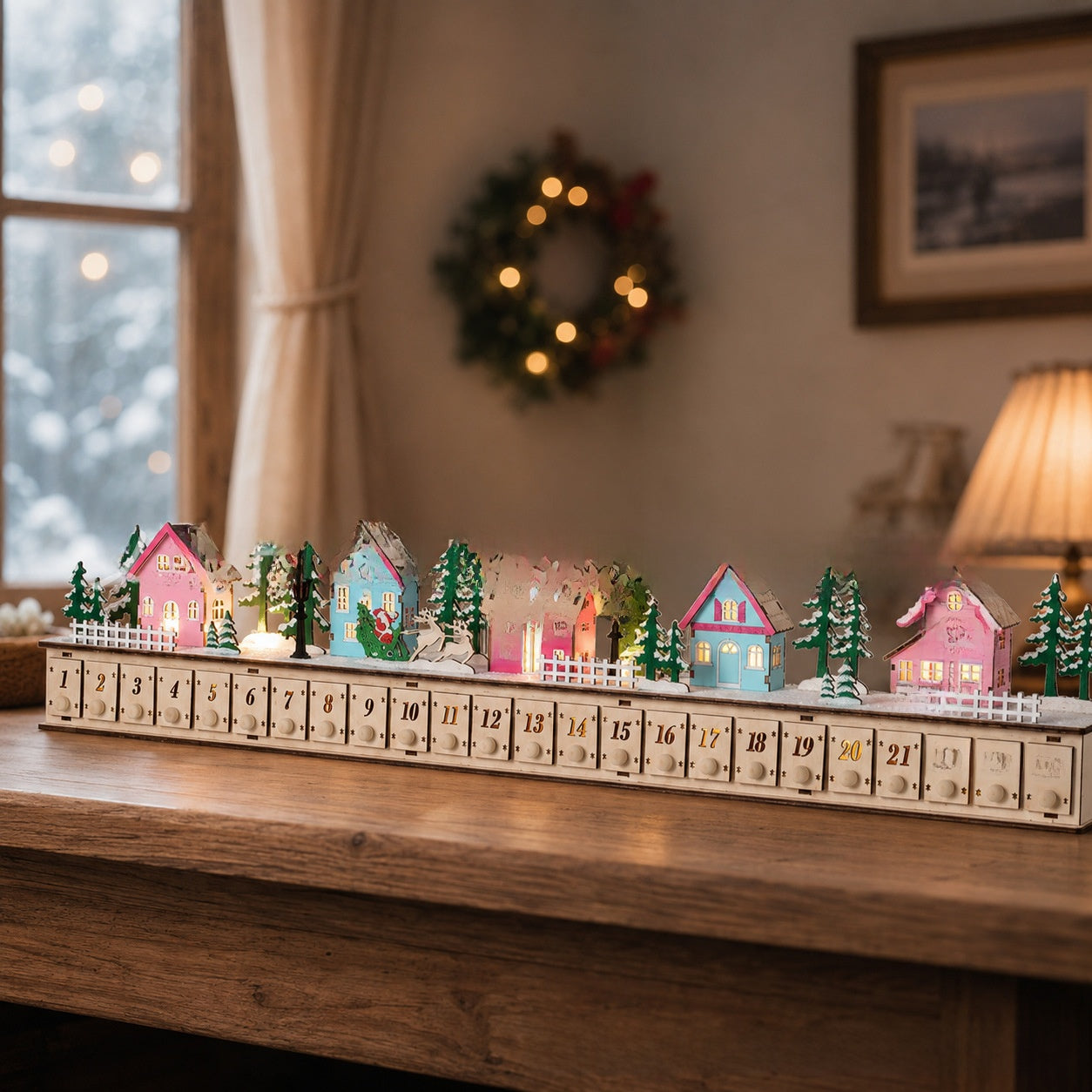 Christmas Advent Calendar Wooden Countdown Gift Box
