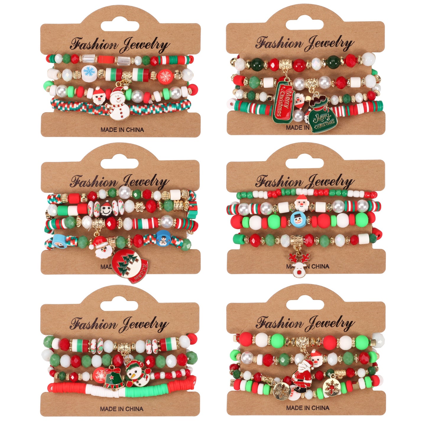 Christmas Beaded Bracelet with Holiday Charms