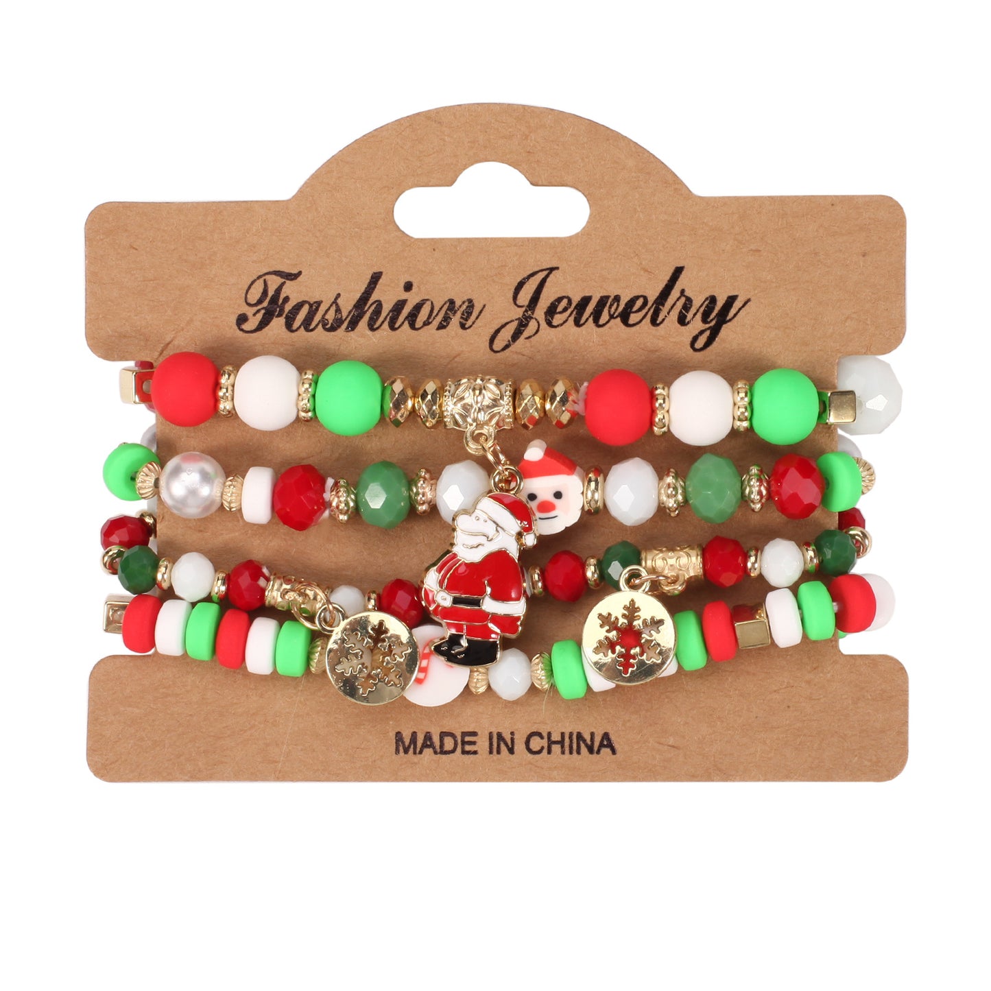 Christmas Beaded Bracelet with Holiday Charms