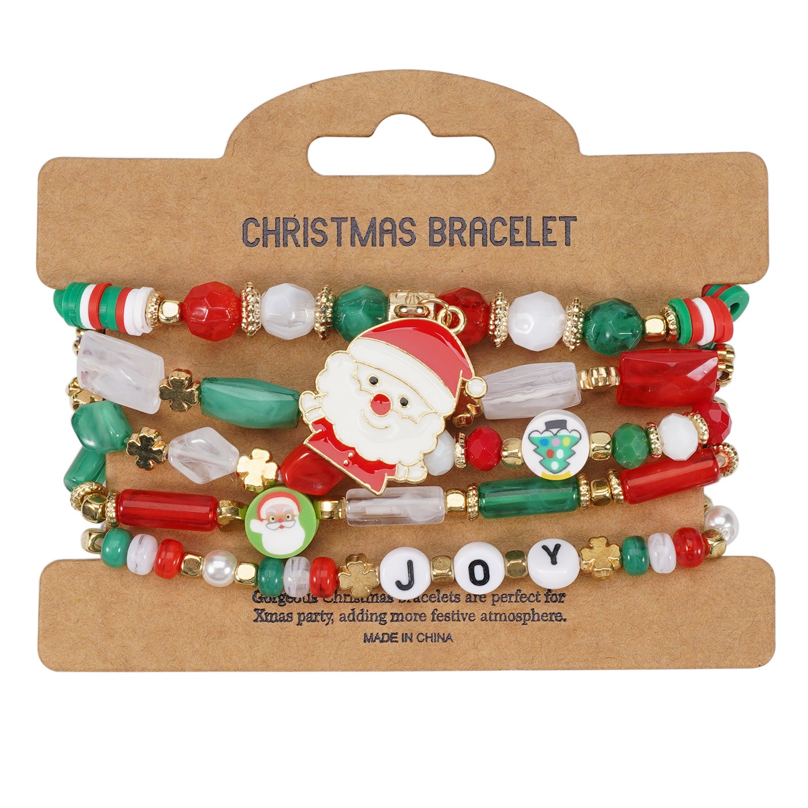 Christmas Beaded Bracelet with Holiday Charms