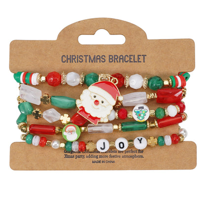 Christmas Beaded Bracelet with Holiday Charms