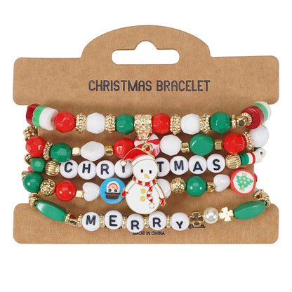 Christmas Beaded Bracelet with Holiday Charms