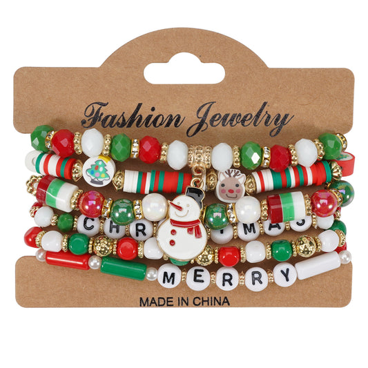 Christmas Beaded Bracelet with Holiday Charms