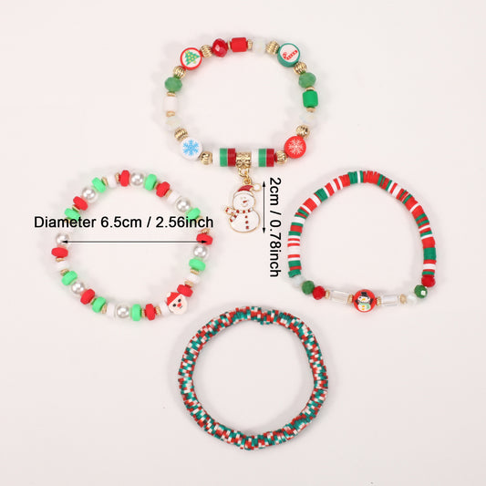 Christmas Beaded Bracelet with Holiday Charms