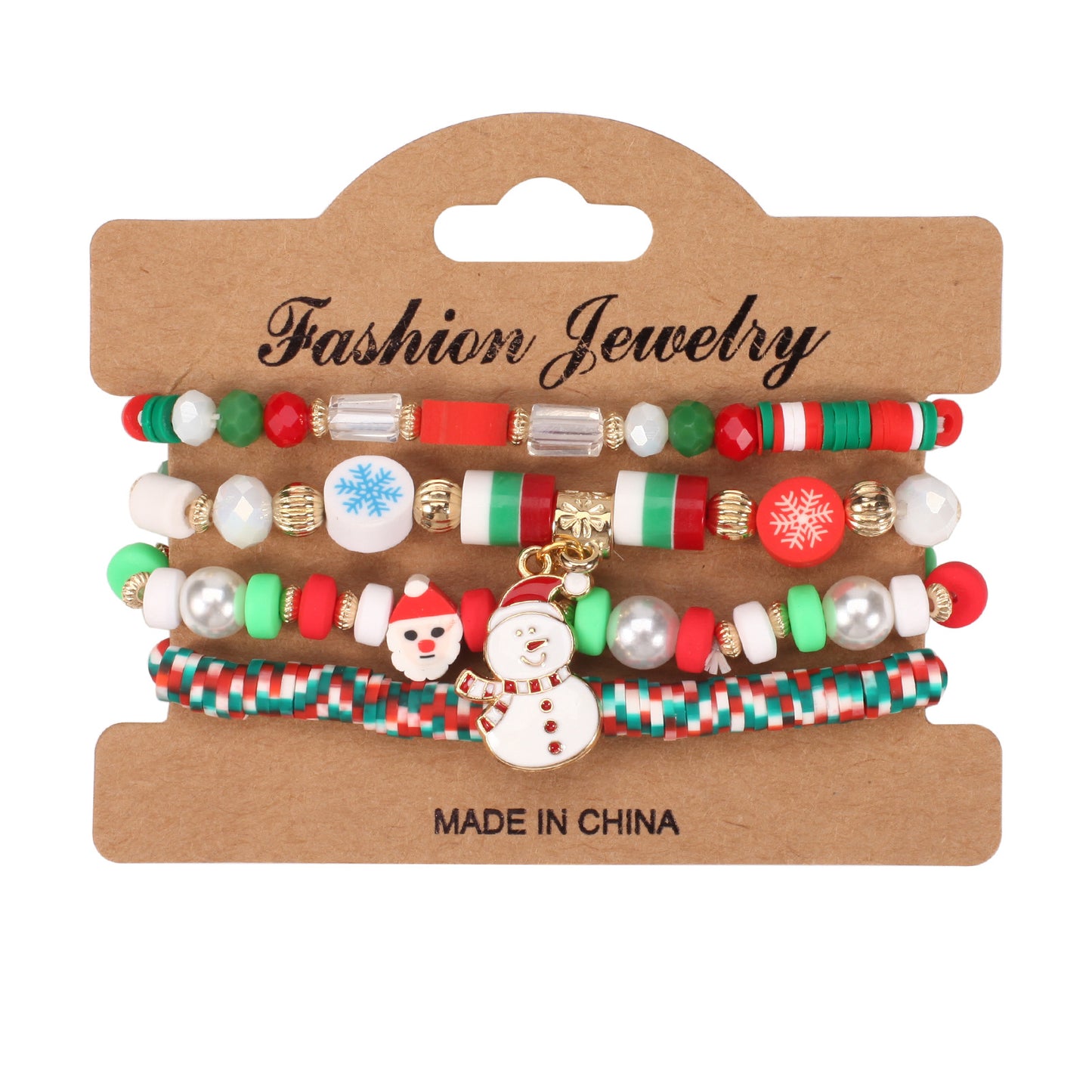 Christmas Beaded Bracelet with Holiday Charms