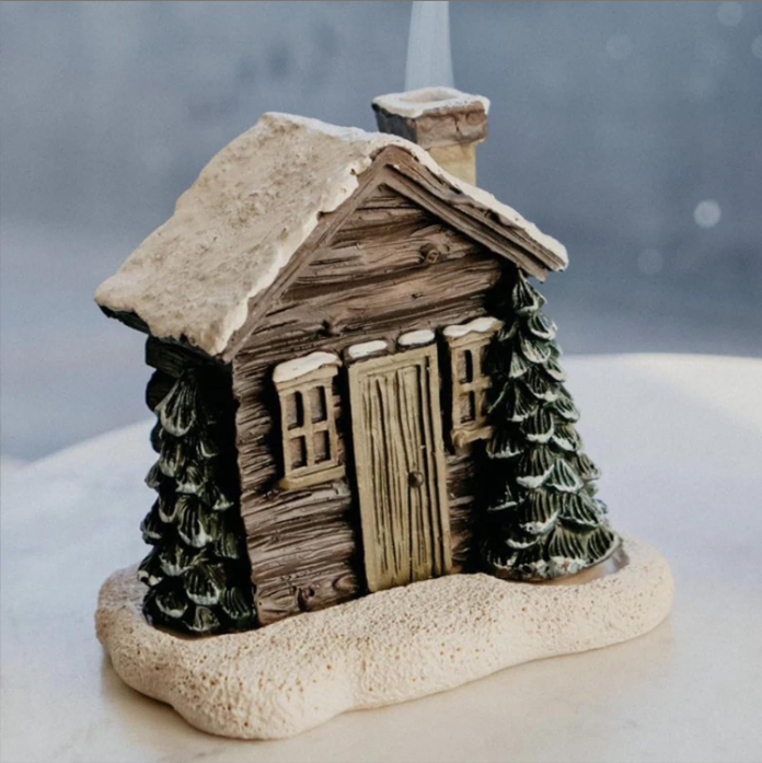Christmas Cabin Incense Burner Holiday Decoration