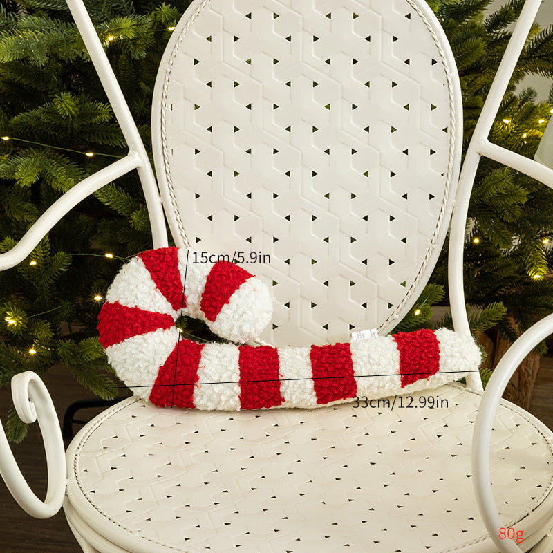 Christmas decorative candy crutch pillow in red and white
