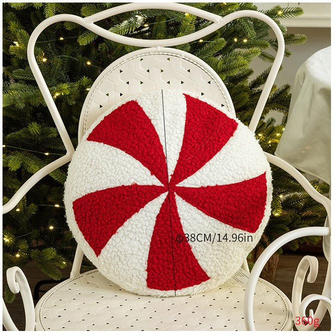 Christmas decorative candy crutch pillow in red and white