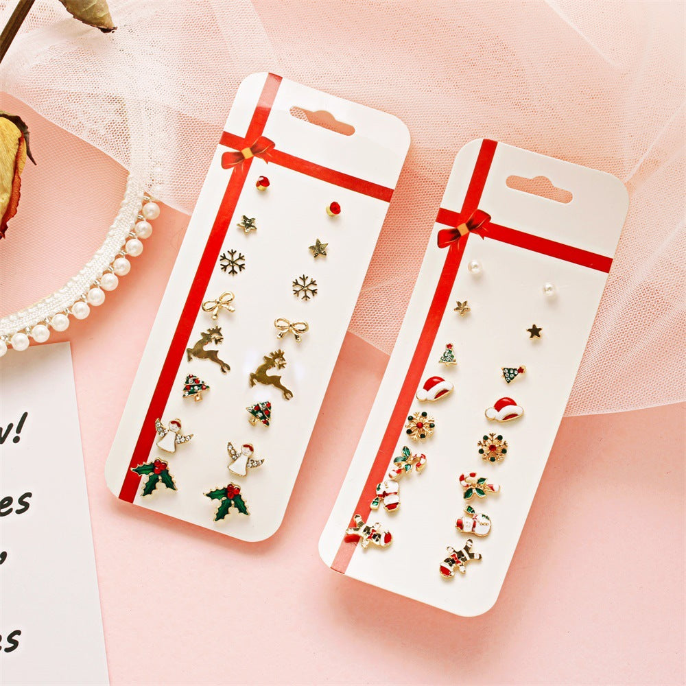 Christmas Earring Set Santa Claus Elk Snowman Design