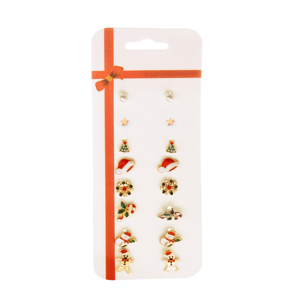 Christmas Earring Set Santa Claus Elk Snowman Design