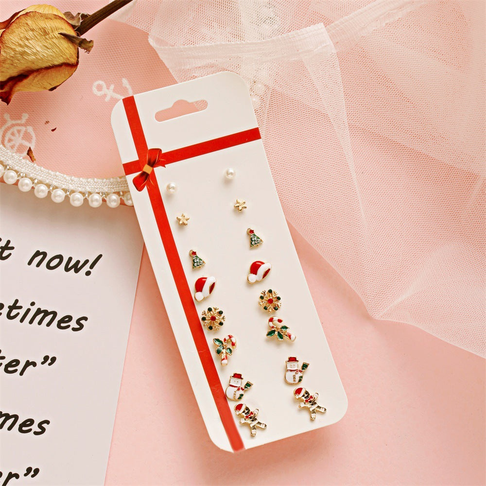 Christmas Earring Set Santa Claus Elk Snowman Design