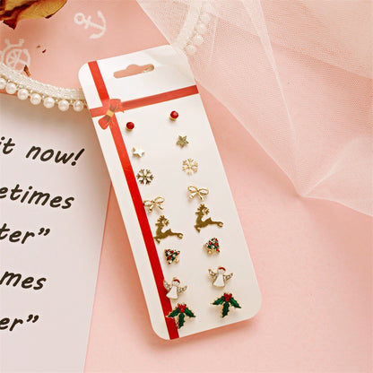 Christmas Earring Set Santa Claus Elk Snowman Design