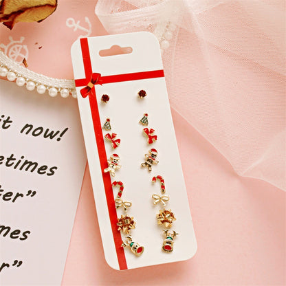 Christmas Earring Set Santa Claus Elk Snowman Design