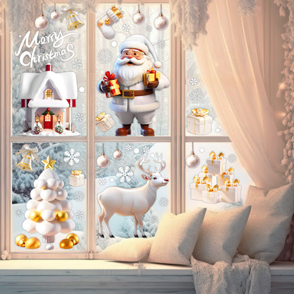 Christmas Electrostatic Window Stickers Snowman Snowflake Decor