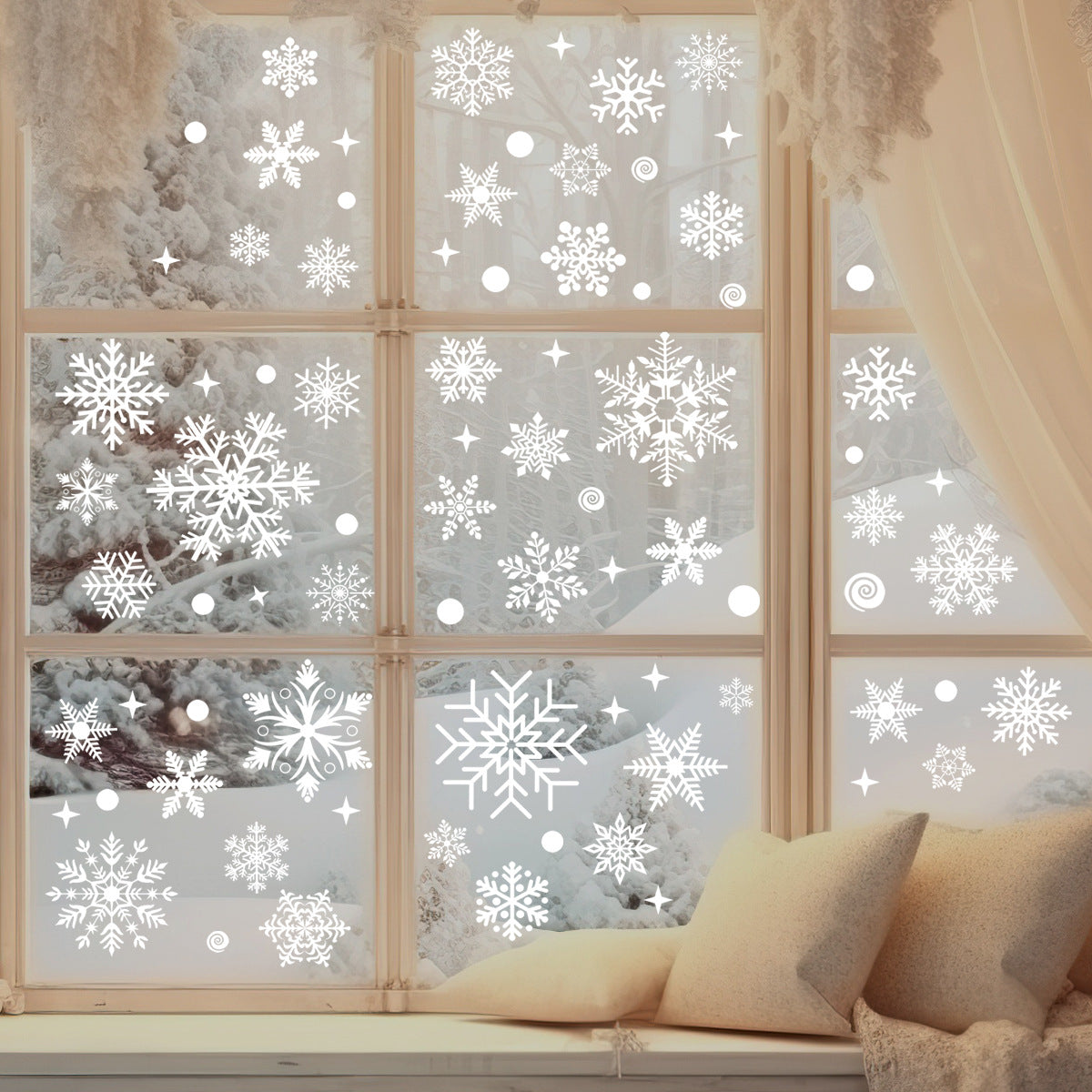 Christmas Electrostatic Window Stickers Snowman Snowflake Decor