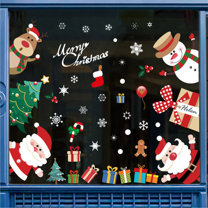Christmas Electrostatic Window Stickers Snowman Snowflake Decor